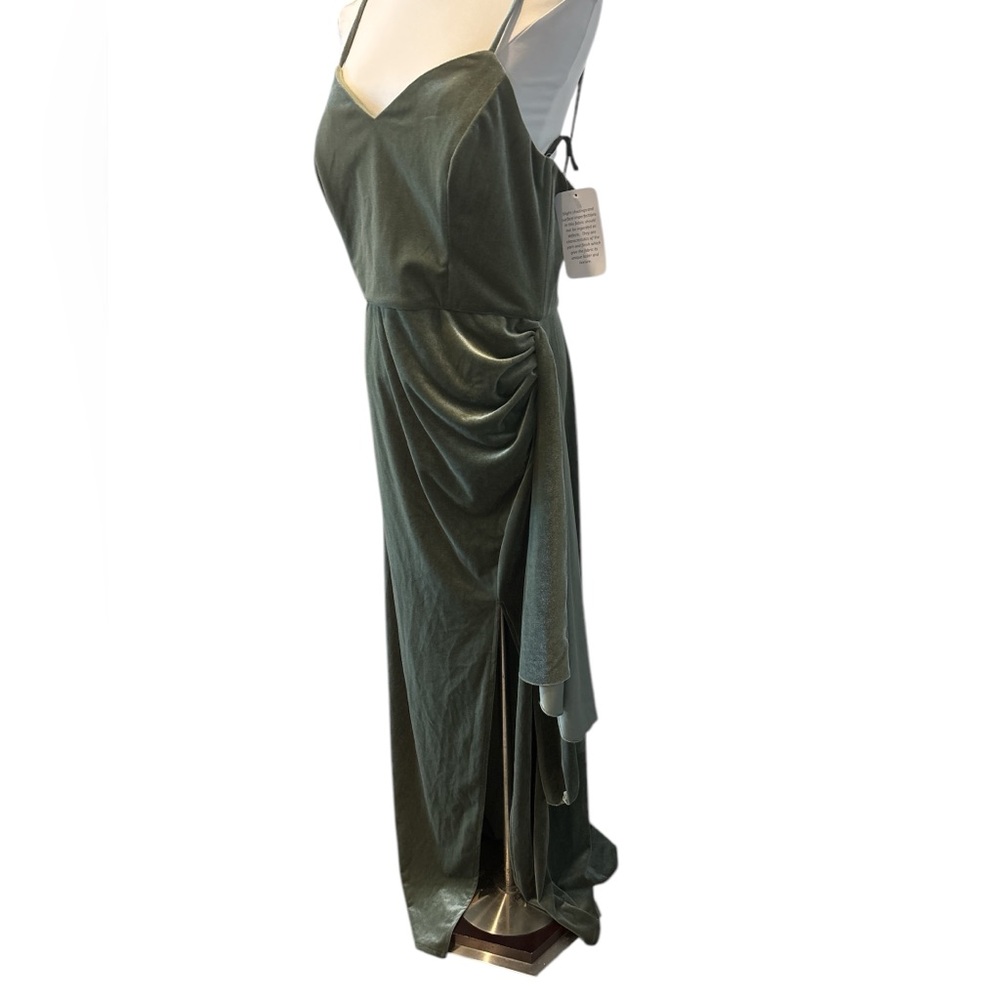 After Six Green Backless Slit Maxi Gown - Picture 3 of 9